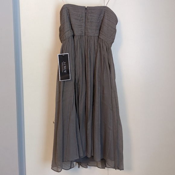 J.Crew Nadia Silk Chiffon Strapless Dress in Dark Gray - Picture 7 of 14